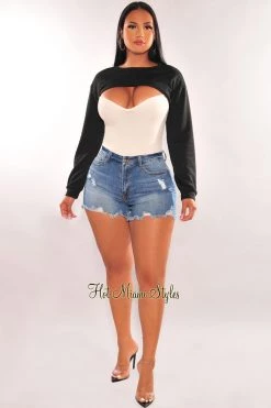 HYFVE Outerwear Black Long Sleeve Cropped Cut Out Sweater