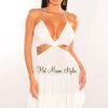 Renamed White Halter Lace Up Back Cut Out Babydoll Dress