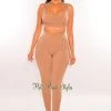 RIVIR OCULUS HMS ESSENTIAL: Mocha Ribbed Tank High Waist Slit Pants Two Piece Set Just In