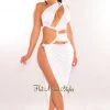 HER SHE White Silky One Shoulder Cut Out Drawstring Slit Dress Just In