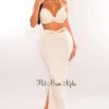 SPRING HAZE Cream Cut Out Knotted Midi Skirt Two Piece Set