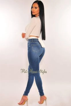 Vendor-unknown Just In White Long Sleeve Tie Up Crop Top