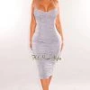 WIN WIN APPARIL Ice Spaghetti Straps V Neck Ruched Dress Just In