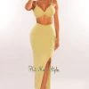Evenul Sage Ribbed Spaghetti Straps Knotted Slit Skirt Two Piece Set