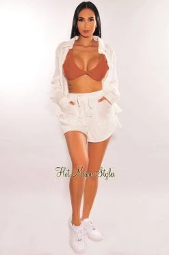 Gilli White High Waist Pocket Drawstring Shorts Just In