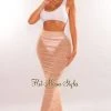K Too Nude Mesh High Waist Ruched Skirt Cover Up