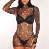 Be Wicked Black Fishnet Hoodie Long Sleeve Ripped Mini Dress Lingerie