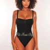 Glamazon Black Ribbed Knit Underwire Bustier Bodysuit