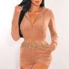 TIC TOC HMS Lounge: Mocha Terry Hoodie Long Sleeve Zipper Romper
