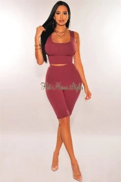 Sole Mio (set) HMS Essential: Merlot Tank Biker Shorts Two Piece Set