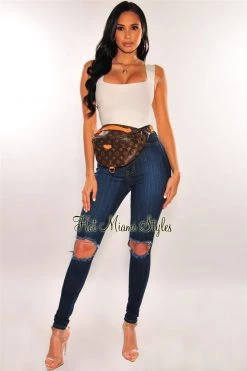 Glamazon White Square Neck Straps Bandage Bodysuit Just In