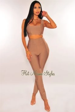 Orange Shine HMS Essential: Mocha Tank Bandage Bustier Crop Top