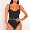 Vendor-unknown Black Bandage Spaghetti Straps Sweetheart Bodysuit Just In