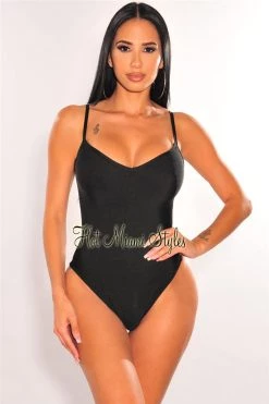 Vendor-unknown Black Bandage Spaghetti Straps Sweetheart Bodysuit Just In