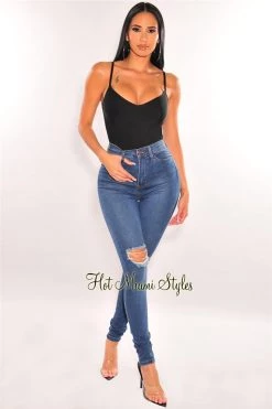 Vendor-unknown Black Bandage Spaghetti Straps Sweetheart Bodysuit Just In