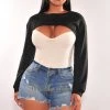 HYFVE Outerwear Black Long Sleeve Cropped Cut Out Sweater