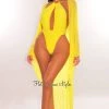 Hollywood & I Just In Yellow Mesh Long Sleeve High Low Cut Cover Up