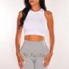ITZON APPAREL HMS ESSENTIAL: White Ribbed Seamless Sleeveless Crop Top Just In