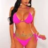 Vendor-unknown Hot Pink Ribbed Triangle Adjustable Thong Bikini Just In
