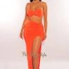 SPRING HAZE Just In Tangerine Knotted Slit Skirt Two Piece Set