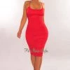 MEEK Red Criss Cross Spaghetti Straps Ruched Dress Just In