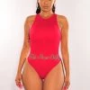 ITZON APPAREL HMS Essential: Red Ribbed Seamless Sleeveless Bodysuit