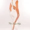 Dexire Just In White Sleeveless Lace Up Jumpsuit