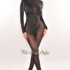 Queen Mania... Black Mock Neck Sheer Mesh Long Sleeve Jumpsuit