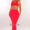 Dexire Red Halter Cut Out Mermaid Maxi Dress Dresses