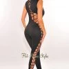 Dexire Black Sleeveless Lace Up Jumpsuit Just In