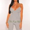 Vendor-unknown HMS Essential: Gray Ribbed Knit CrissCross Back Romper