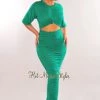 Cherie Green Short Sleeve Cut Out Ruched Maxi Dress Just In