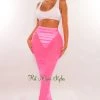 K Too Just In Pink Mesh High Waist Ruched Skirt Cover Up