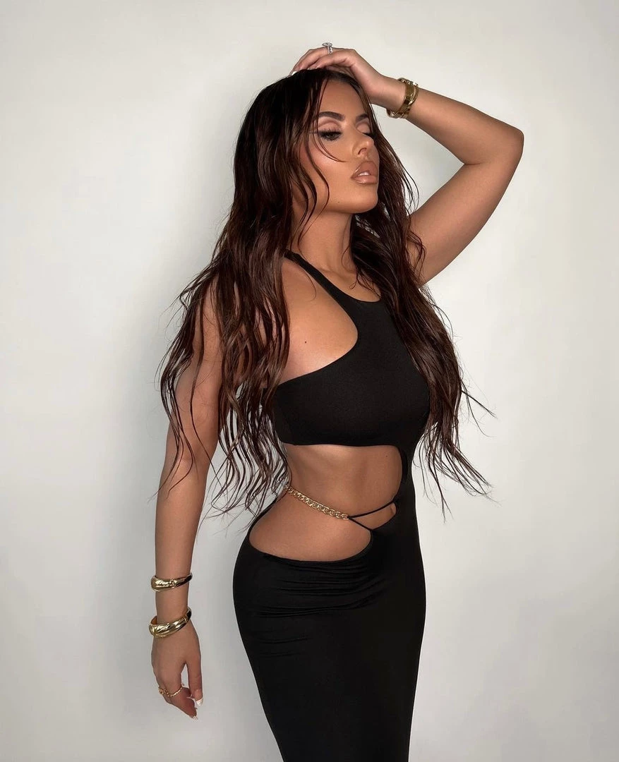 Vendor-unknown Black Sleeveless Gold Chain Cut Out Midi Dress Just In