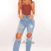 Vendor-unknown Light Denim Ripped High Waist Boyfriend Jeans Just In