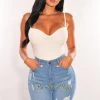 Vendor-unknown Just In Light Blue Denim High Waist Distressed Frayed Hem Biker Shorts