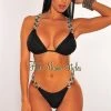 Vendor-unknown Black Jeweled Tie Up Padded Bikini