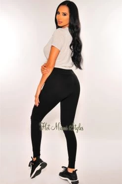 Pixie Dust Just In HMS Lounge: Black Elastic Waistband High Waist Motto Jogger Leggings