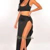 Vendor-unknown Just In Black Tank Knotted Slit Maxi Skirt Two Piece Set