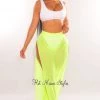 Daisy Just In Neon Lime Mesh Sheer High Waist Double Slit Cover Up Pants