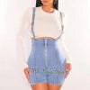 WILD CAT White Ribbed Long Sleeve Light Denim Overall Shorts + Top Two Piece Set Just In