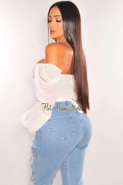 MEEK Just In White O-Ring Cut Out Long Sleeve Wrap Around Crop Top
