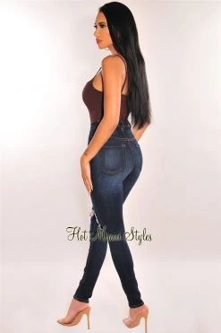 Vendor-unknown Chocolate Ribbed Sweetheart Spaghetti Straps Bodysuit