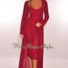 Vendor-unknown Just In Wine Iridescent Rhinestone Studded Duster Coat
