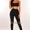 Sole Mio (set) Just In HMS Lounge: Black Elastic Straps Jogger Leggings Two Piece Set