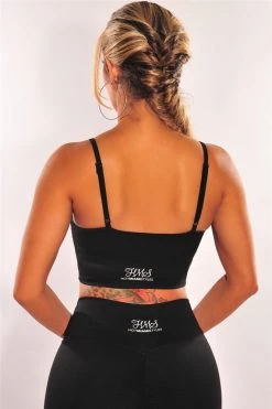 Vendor-unknown HMS Fit: Black Spaghetti Straps Drawstring Leggings Two Piece Set