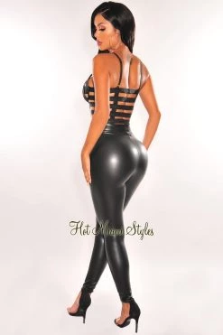 Hot & Delicious Black Shimmery Spaghetti Straps Underwire Cut Out Bustier Crop Top Just In