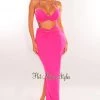 SPRING HAZE Hot Pink Cut Out Knotted Midi Skirt Two Piece Set Just In