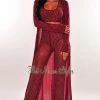Vendor-unknown Wine Iridescent Rhinestone Studded Duster Coat Just In