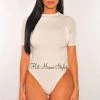 Glamazon HMS Essential: White Basic Round Neck Short Sleeves Bodysuit Just In